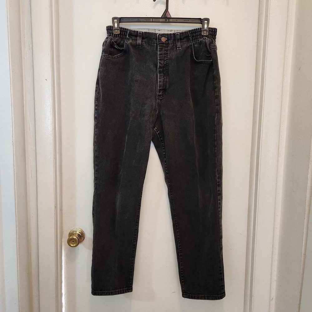 Lee Original Jeans Black High Rise Tapered Mom Jeans Size 14P Petite